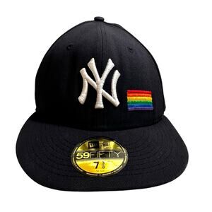VTG New York Yankees New Era 1999 World Series Pride 59Fifty Hat Cap Black 7 3/8